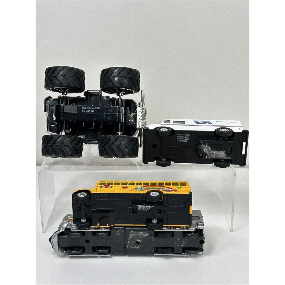 Pullback Lot Kinsfun School Bus USPS Delivery Van Monster Truck Pacific Train